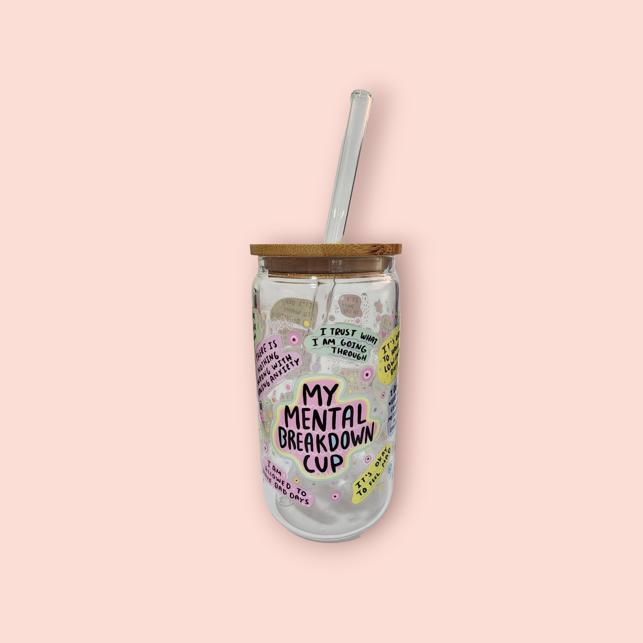 My Mental Breakdown Cup Glass Cups- Smoothie Cup. Bubble Tea. Aestheti –  Brooklynjadedesigns