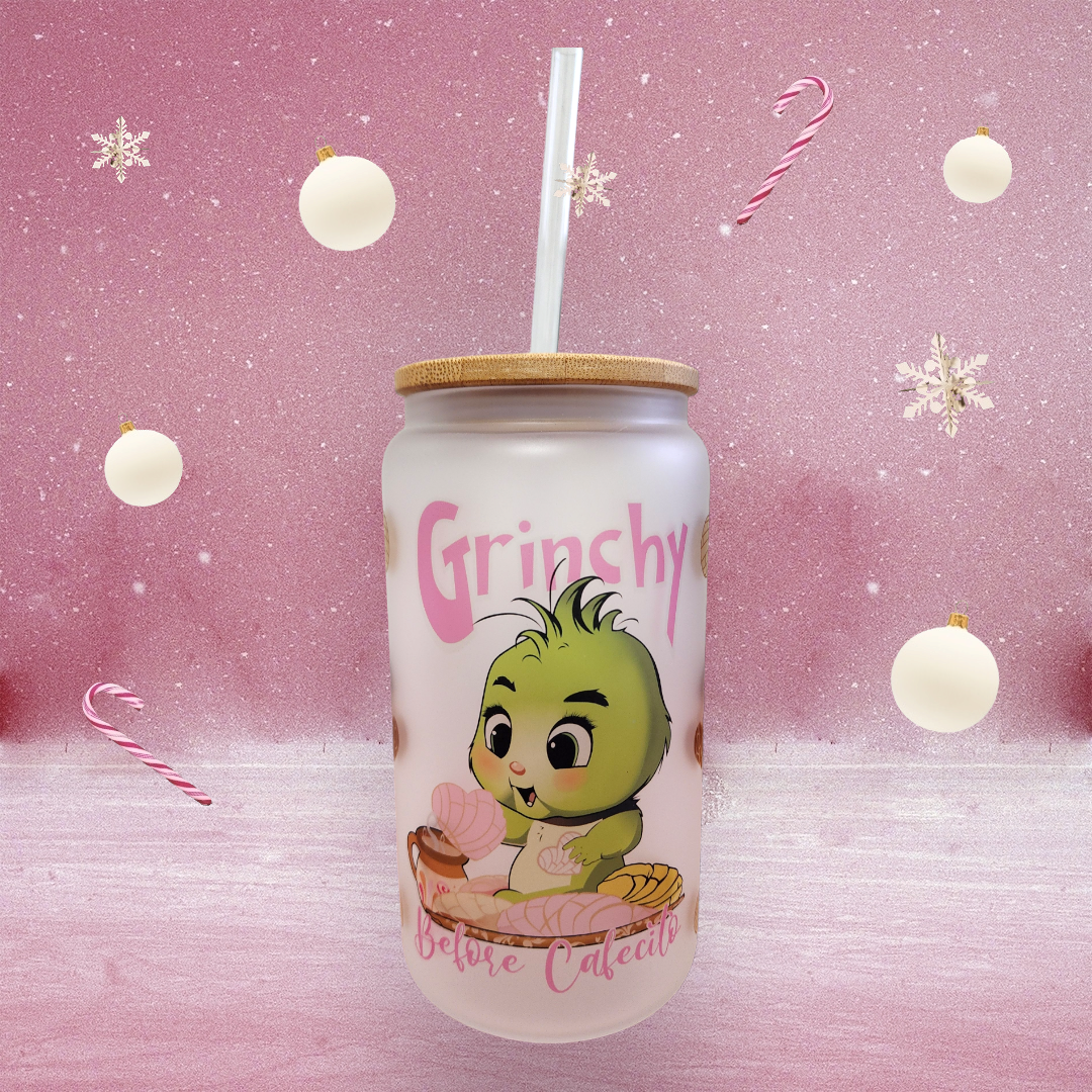 Baby Green guy pink letters 16oz cup