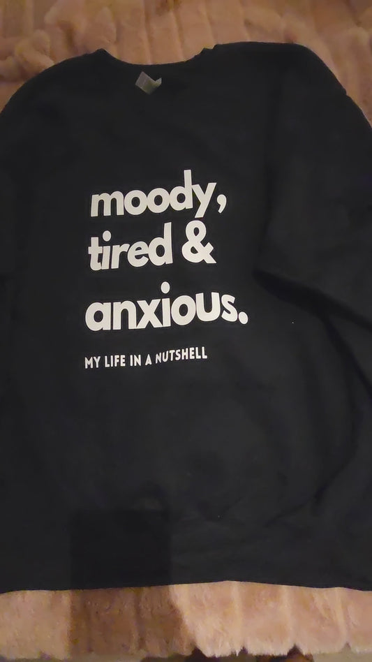 Moody tired anxious crew neck